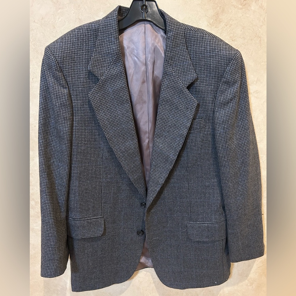 Vintage Oscar de la Renta houndstooth Classic Gray Men's Blazer size 45 regular